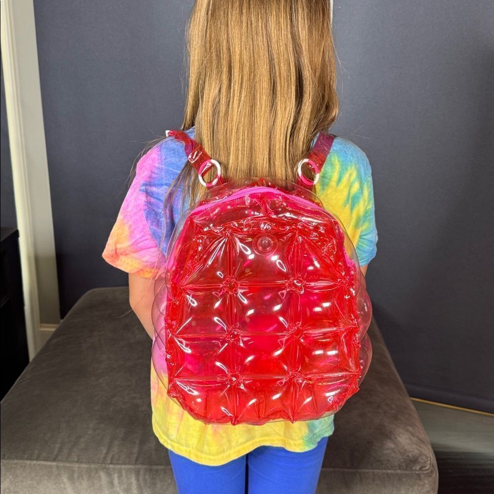 Red Inflatable Vintage Bubble Backpack Zipper Closure One Size 90’s Retro NEW